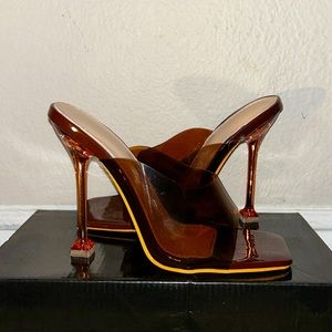 Transparent brown heels